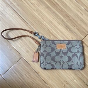 Coach logo monogrammed wristlet
